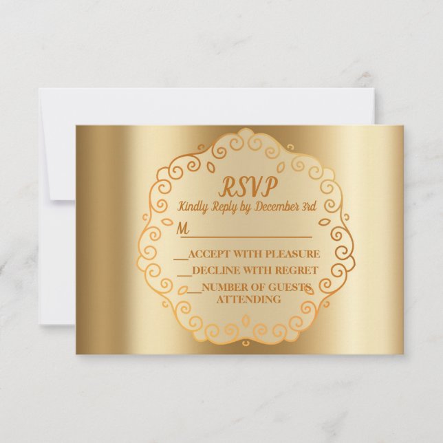 Golden Christmas Shiny Holidays RSVP Karte (Vorderseite)
