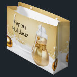 Golden Christmas Snowman Holiday Geschenktasche Große Geschenktüte<br><div class="desc">Schöne Golden Christmas Snowman Holiday Geschenktasche</div>