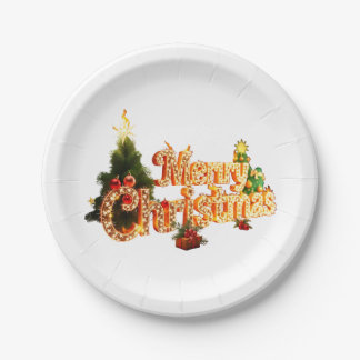 Golden Christmas Sparkle - Festlicher Baum Pappteller