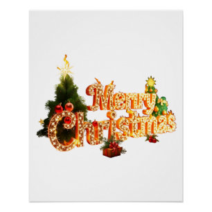 Golden Christmas Sparkle - Festlicher Baum Poster