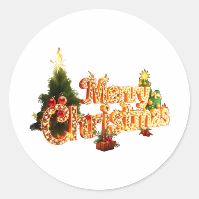Golden Christmas Sparkle - Festlicher Baum Runder Aufkleber (Vorderseite)