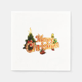 Golden Christmas Sparkle - Festlicher Baum Serviette