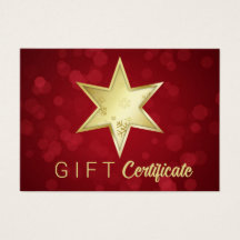 Golden Christmas Star Red Bokeh Geschenkkarte