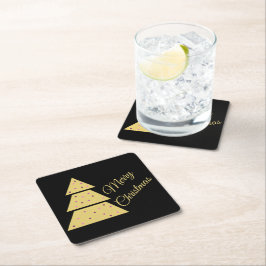 Golden Christmas Tree Paper Coaster Rechteckiger Pappuntersetzer
