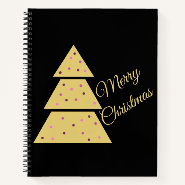Golden Christmas Tree Spiral Notebook Notizbuch (Vorderseite)