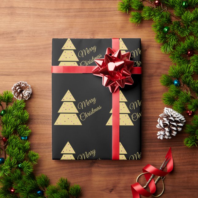 Golden Christmas Tree Wrapping Paper Geschenkpapier (Feiertagsgeschenk)