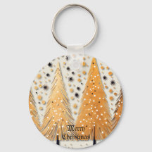 Golden Christmas Trees Shiny Snowflakes Holidays
