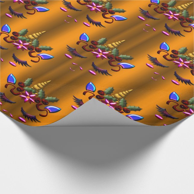 Golden Christmas Unicorn Geschenkpapier (Ecke)