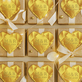 Golden Citrine Watercolor Herz Hochzeitstag Herz-Aufkleber