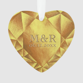 Golden Citrine Watercolor Herz Hochzeitstag Ornament