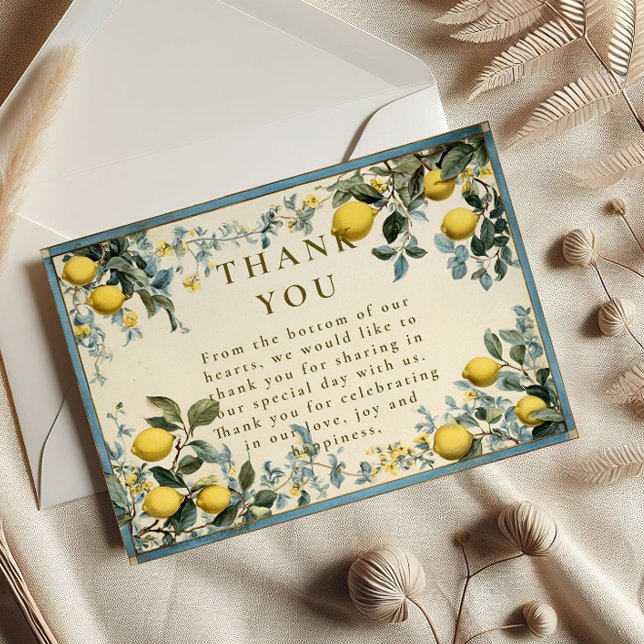 Golden Citrus Blossom Wedding Dankeskarte (Von Creator hochgeladen)