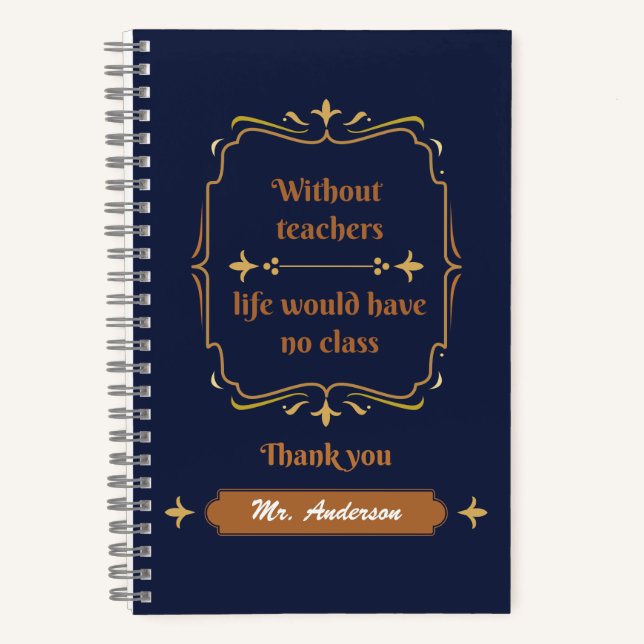 Golden Classic Teacher Wertschätzung Notizbuch (Vorderseite)