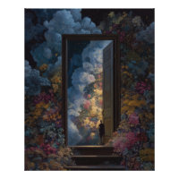 Golden Cloud Portal Dunkle Blumen-Fantasie-Kunst
