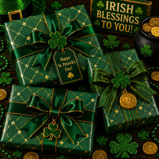 Golden Clovers Emerald Sky Geschenkpapier Set