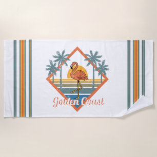Golden Coast Flamingo Sunset Strandtuch