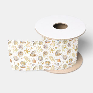 Golden Coastal Goldene Farbe Seashell Sommermuster Satinband