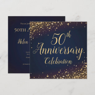 Golden Confetti 50e - Invitation Anniversaire
