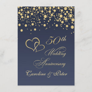 Golden confetti 50e Mariage Invitation de l'annive