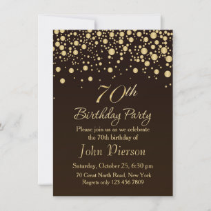 Golden confetti 70th Birthday Party Invitation