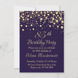 Golden confetti 85th Birthday Party Invitation
