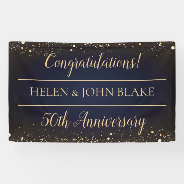 Golden Confetti Banner zum 50-jährigen Jubiläum (Horizontal)