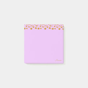 Golden Confetti & Calligrafy on Violet Post-it Klebezettel