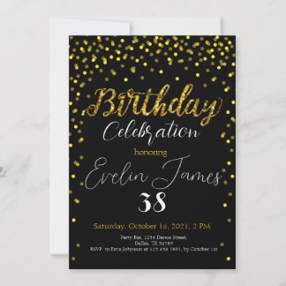 Golden Confetti Einladung Gold Birthday Party