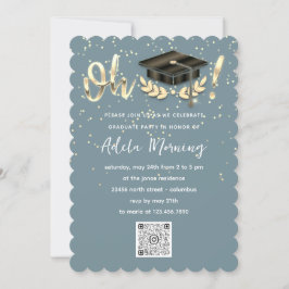 Golden Confetti Graduate Party QR Code Aquamarin Einladung