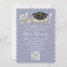 Golden Confetti Graduate Party QR Code Smoky Blau