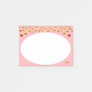 Golden Confetti in Rosa Post-it Klebezettel