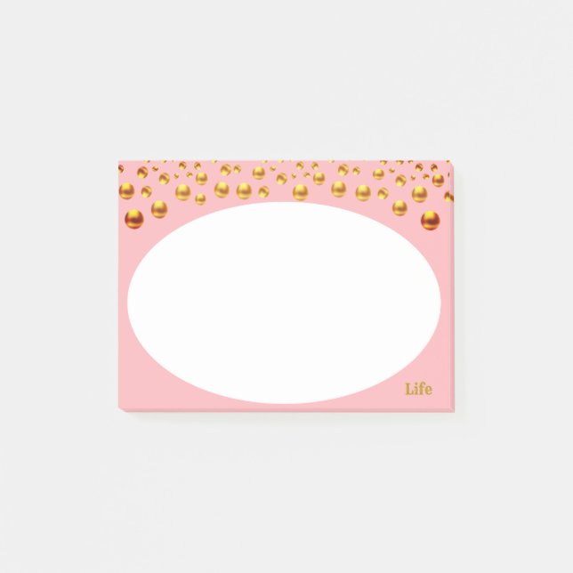 Golden Confetti in Rosa Post-it Klebezettel (Vorderseite)