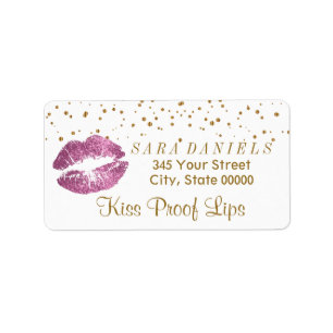 Golden Confetti & So Pink Lippen Adressaufkleber
