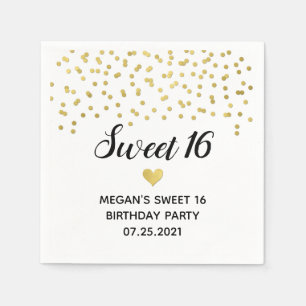 Golden Confetti Sweet 16 Geburtstag Serviette