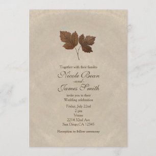 Golden Copper Herbstlaub Elegantes individuelles P Einladung