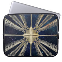 Golden Cosmic Chains Fraktal Laptop Sleeve