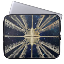 Golden Cosmic Chains Fraktal Laptop Sleeve