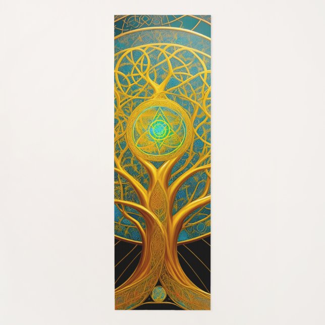 Golden Cosmic Tree of Life Yogamatte (Vorderseite)