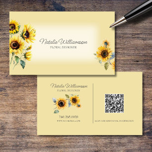 Golden Country Sunflowers QR Code Carte de visite