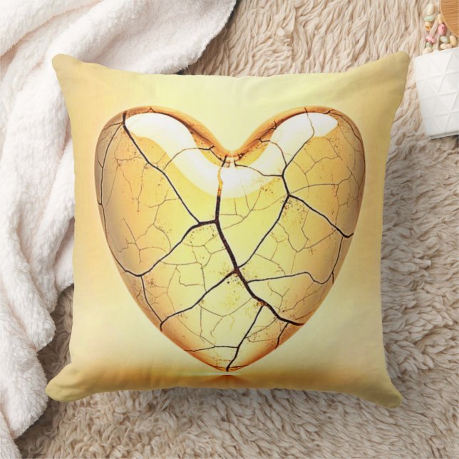 Golden Cracked Heart Art Kissen (Decke)