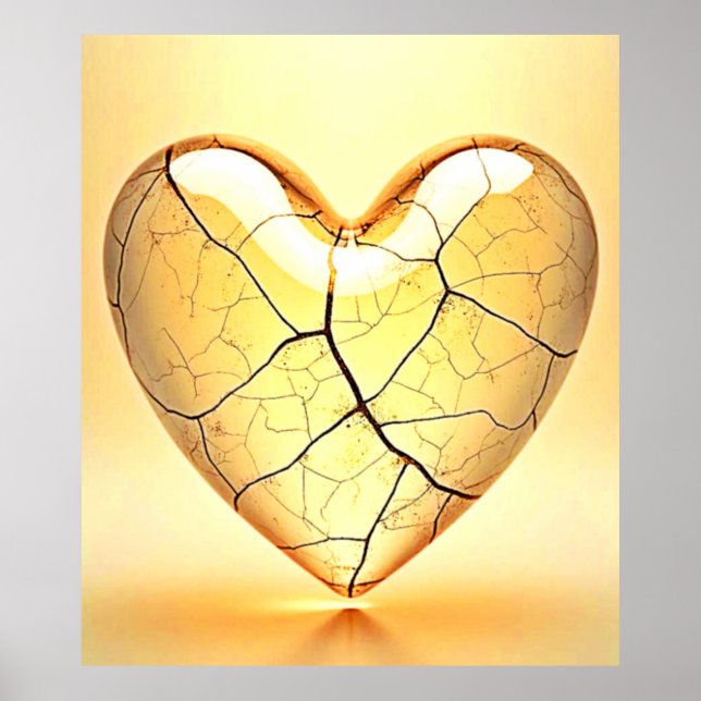 Golden Cracked Heart Art Poster (Vorne)