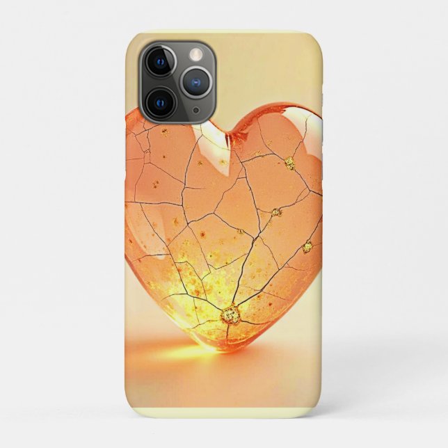 Golden Cracked Heart Glow Case-Mate iPhone Hülle (Rückseite)