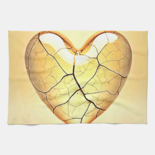Golden Cracked Heart Kunst Geschirrtuch