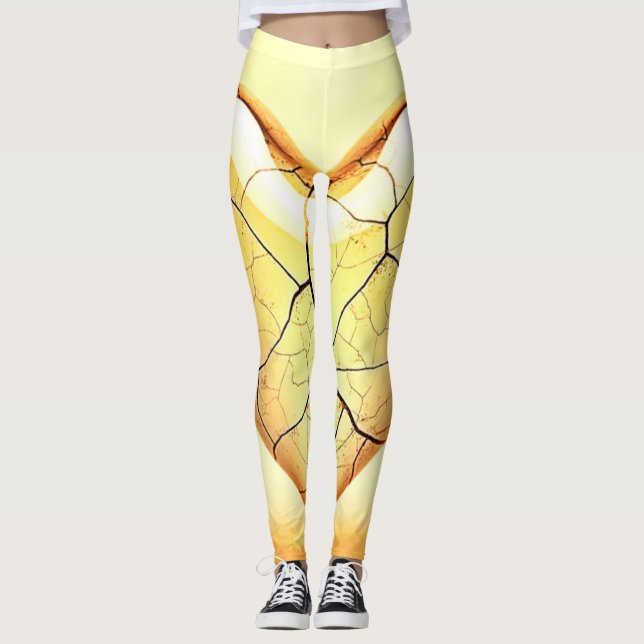 Golden Cracked Heart Kunst Leggings (Vorderseite)