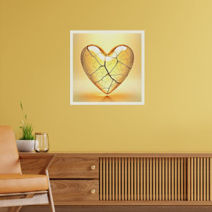 Golden Cracked Heart Kunst Poster