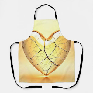 Golden Cracked Heart Kunst Schürze