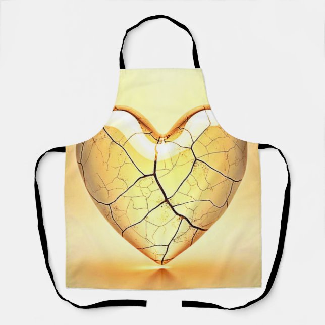 Golden Cracked Heart Kunst Schürze (Vorderseite)