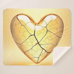 Golden Cracked Heart Kunst Sherpadecke