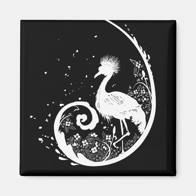 Golden Crane Silhouette Magnet (Vorne)