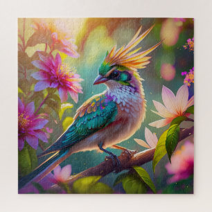 Golden Creaded Green Headed Finch Fantasy Bird
