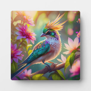 Golden Creaded Green Headed Finch Fantasy Bird Fotoplatte